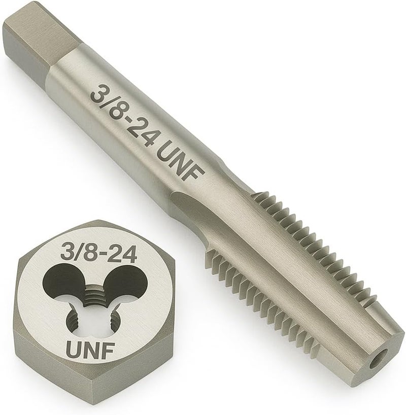 Yamesh 3/8"-24 Thread Tap and Die Set HSS Tap with GCr15 Alloy Steel Hex Die Right Hand Thread Repair Tool for Metalworking and Machinery - Image 1